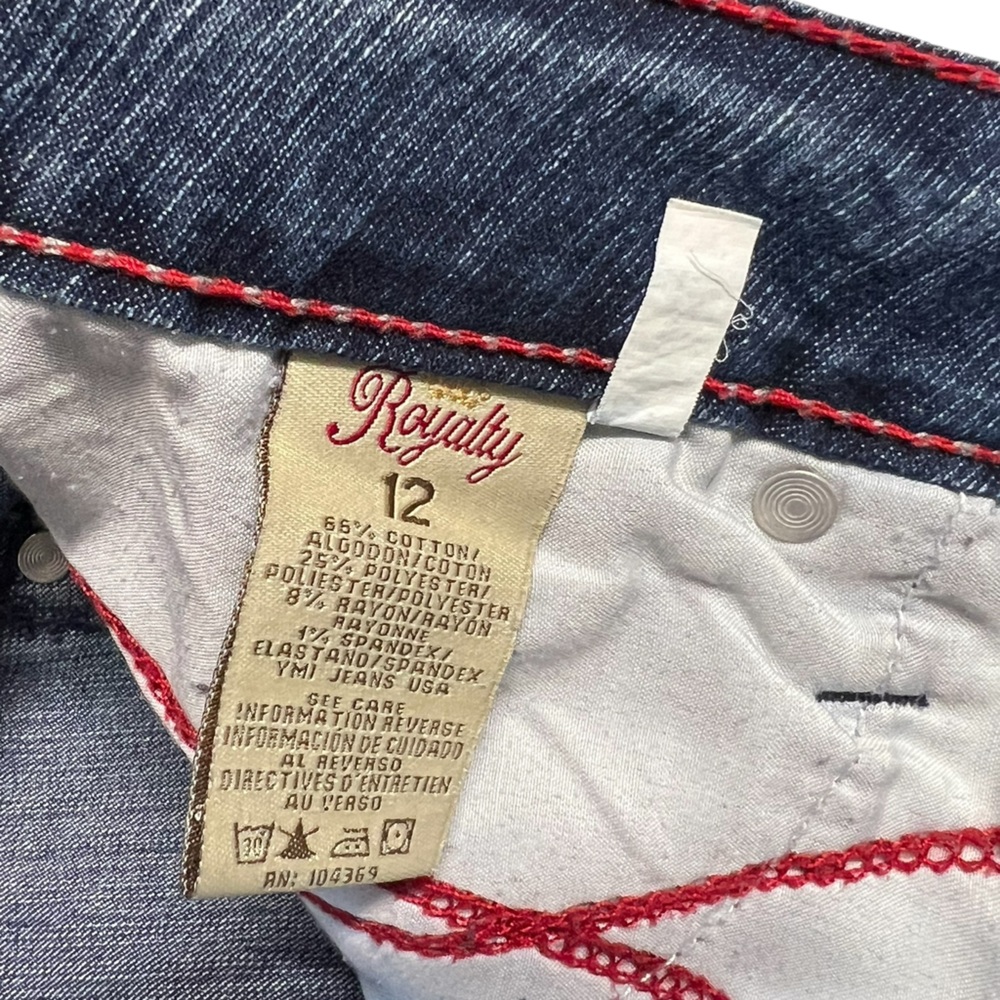 Royalty - Women’s Embroidered Rhinestone Embellished Crop Jeans Sz 12 - Picture 4 of 7